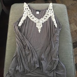 SOLD NWOT Open-Shoulder Top with Lace Accent